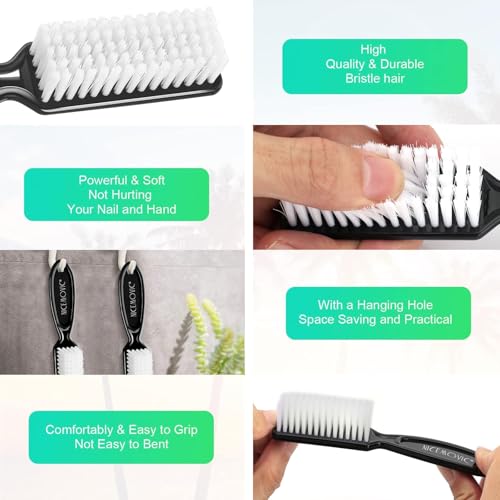 10 Pcs Nail Brush Set for Manicure and Cleaning - Black