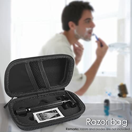 Linkidea Hard Travel Case for Safety Razors Compatible with Merkur Vikings Merkur Merkur Dovo Merkur Dovo Merkur Shaving Revolution Lychee Vegan Leather