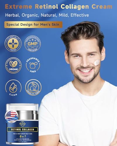 Felicemy 6-in-1 Men’s Face Moisturizer with Retinol, Collagen & Hyaluronic Acid - 1.7 Fl Oz