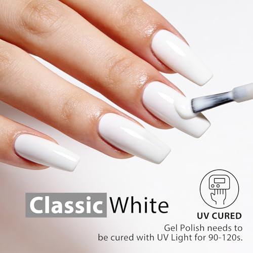 GELAMBER White Gel Nail Polish - Solid White 15ml - Variation: White002