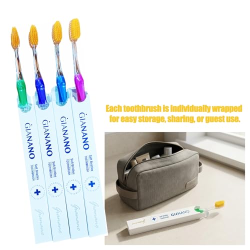 GIANANO 4-Pack Soft Slim Gold Bristle Toothbrush Set for Sensitive Gums
