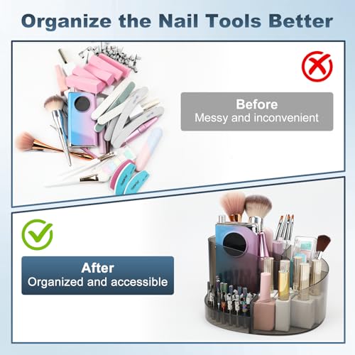 ANGNYA Nail Drill Bit Holder & Desk Organizer with 7 Compartments