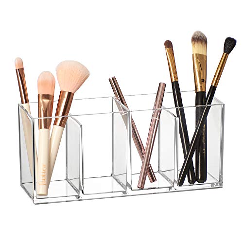 Amazing Abby 4-Compartment Acrylic Makeup Organizer & Brush Holder