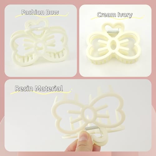 Kawaii Cat Bow Claw Clips - 2 Pcs Pink & Cream Hair Accessories