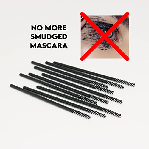 100 Pack Mini Disposable Micro Eyelash & Eyebrow Makeup Wands - Skinny Applicators