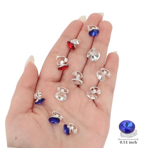 YISSION 30PCS Patriotic Rhinestone Hair Clips for Women & Girls - Red, White, Blue Variations