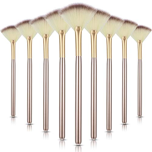 Maitys Champagne 9-Piece Fan Shape Facial Mask Brush Set for Makeup & Skincare