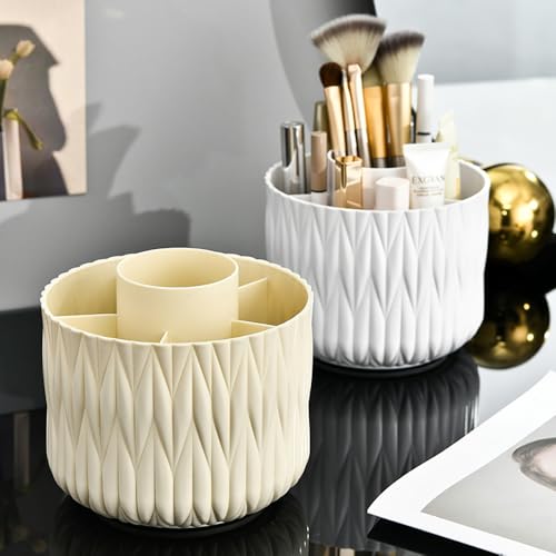 Yoohailor White 360° Rotating Makeup Brush Holder Organizer Vanity Storage