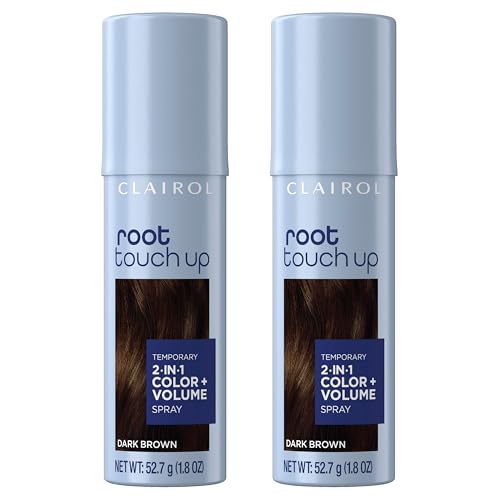 Clairol Root Touch-Up Color + Volume 2-in-1 Temporary Spray, Dark Brown – 1.8 oz (Pack of 2)