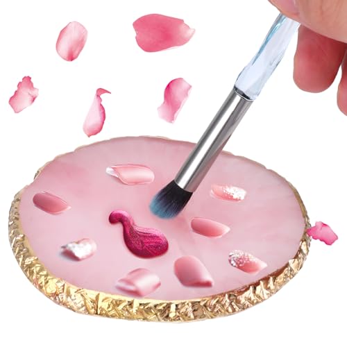 Ouligay Resin Nail Art Mixing Palette with Gold Edges - Pink