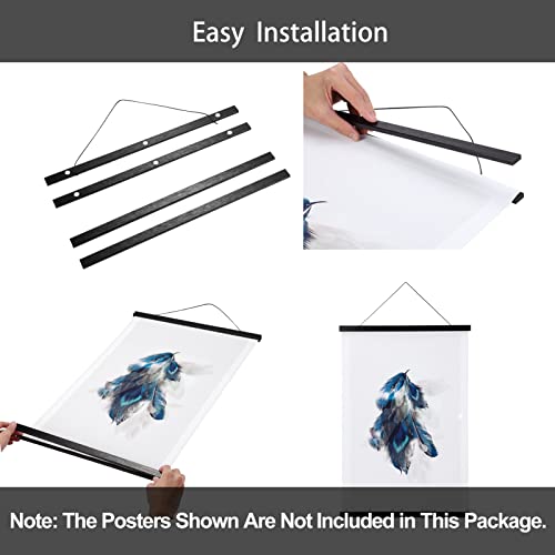 WITCOLOR Magnetic Black Wood Poster Frame Hanger - 11"