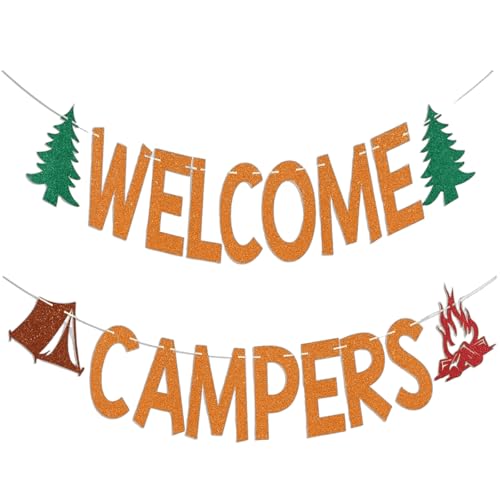 Welcome Campers Banner - Rustic Camp Decor for Parties