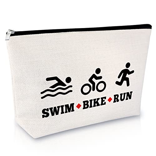 Sfodiary Triathlon Gift Makeup Bag - Women Athletes Swim Bike Run Organizer