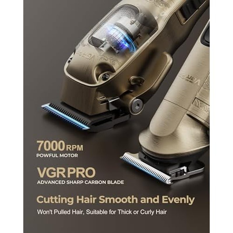 VGRPRO Hair Clippers for Men Professional, Cordless Hair Clippers for Hair Cutting, Mens Clippers and Trimmers Set, Electric Hair Trimmer for Men with Package Case (Gloden)