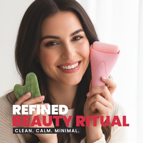 Ice Roller & Gua Sha Facial Tools Set - Reduce Wrinkles & Puffiness