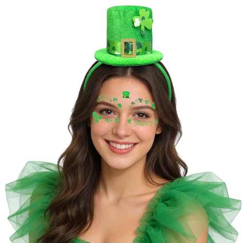 St. Patrick's Day Leprechaun Hat Headband with Sequin Shamrock