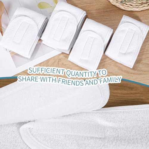 4 Pack Adjustable Spa Headbands for Women - Soft Towel Cloth