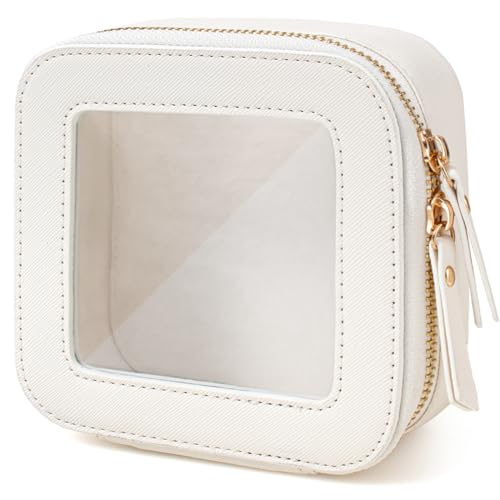 FFpaw Mini White Travel Clear Makeup Bag Set TSA Approved Cosmetic Organizer