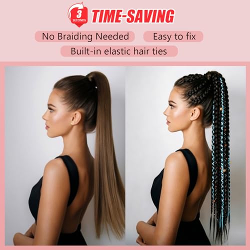 24 Inch Braided Hair Extensions Ponytail - Handmade Boho Dreads