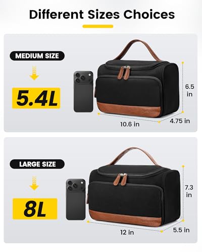 Vorspack Medium Black Canvas Travel Toiletry Bag – Structured Organizer for Men