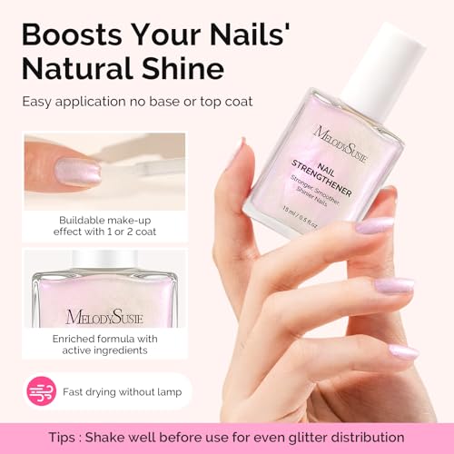 MelodySusie Nail Strengthener & Growth Treatment 15ml - 2-in-1 Base Coat & Glossy Polish