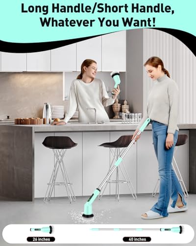 CTMAST Cordless Electric Spin Scrubber with 53-Inch Adjustable Pole