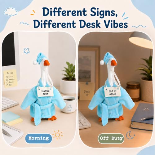 Cozy Robe Outfit Set for 7" Desk Goose with Sleep Cap & Signs