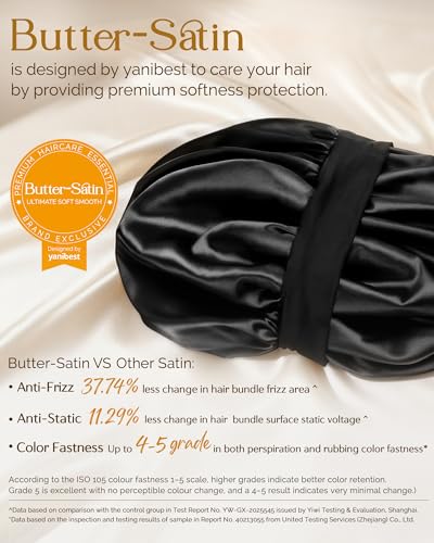 YANIBEST Satin Sleep Bonnet for Women, Comfortable Hair Care, One Size Black