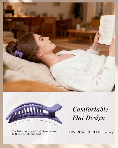 Mesovor Morandi Matte Flat Claw Hair Clips for Women – Durable Non-Slip Hair Accessories (6 Pack)