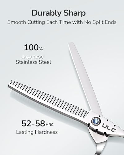 ULG Shark Series Thinning Scissors 6.7” Japanese Stainless Steel Offset Handle Silver-Seamless