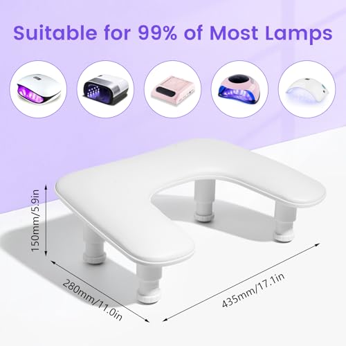 2nd Gen Height-Adjustable Nail Arm Rest - Ergonomic White Cushion