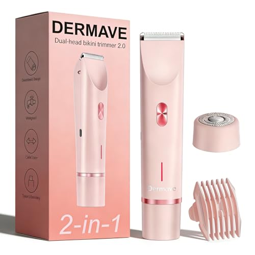 Bikini Shaver - Cordless Electric Wet & Dry Dual-Head Shaver, Washable, Ceramic Blades, USB Rechargeable, Travel Portable Design (Pink)