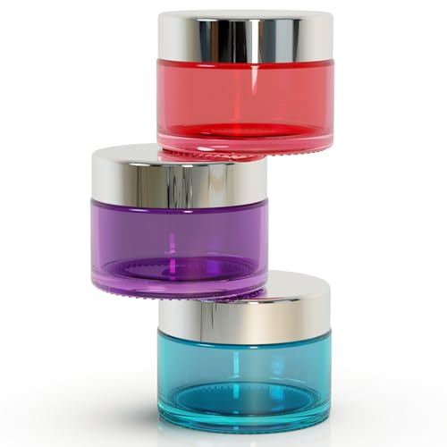 Seafulee 3 Pack 1oz Travel Glass Jars with Lids - Cosmetic & Skincare Containers