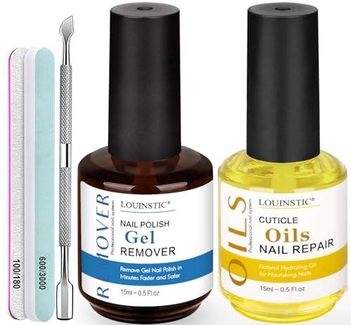 LOUINSTIC Gel Nail Remover Kit with Cuticle Oil & Tools - 3PC