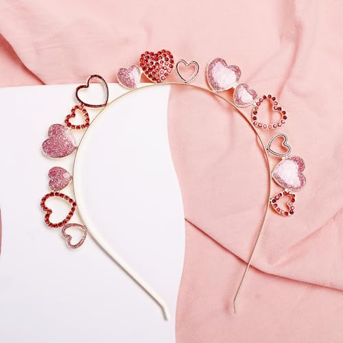 Valentine's Day Heart Rhinestone Glitter Headband for Women & Girls - Wedding, Party & Gift Accessory