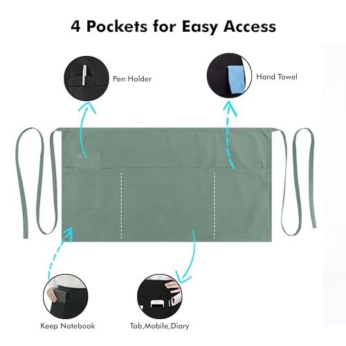 Dreamology 3-Pack Waist Aprons with Pockets - Water-Resistant Server Aprons for Men & Women