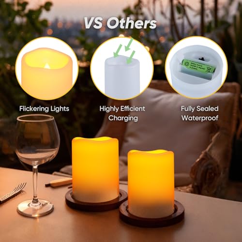 Homemory Solar Candles - Waterproof Flameless Outdoor Candles, Set of 2, Dusk to Dawn