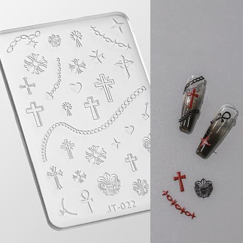 LQMBABY Cross Nail Art Silicone Mold for 3D Embossed Nail Decorations