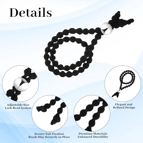 6 Adjustable No-Slip Black Hair Ties for Curly Hair - Qulkws