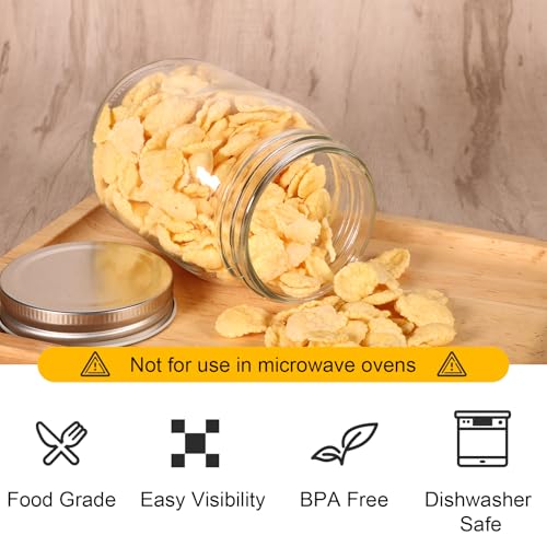 HOXHA 8oz Clear Glass Mason Jars with Lids - 6 Pack for Food Storage