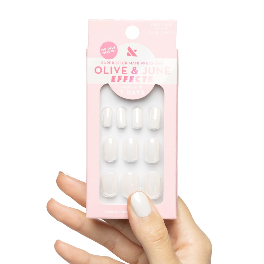 Effects Super Stick Mani Press On Nails - Extra Short Round | 32 Tabs in 16 Sizes | Non-Toxic & Easy On-Off