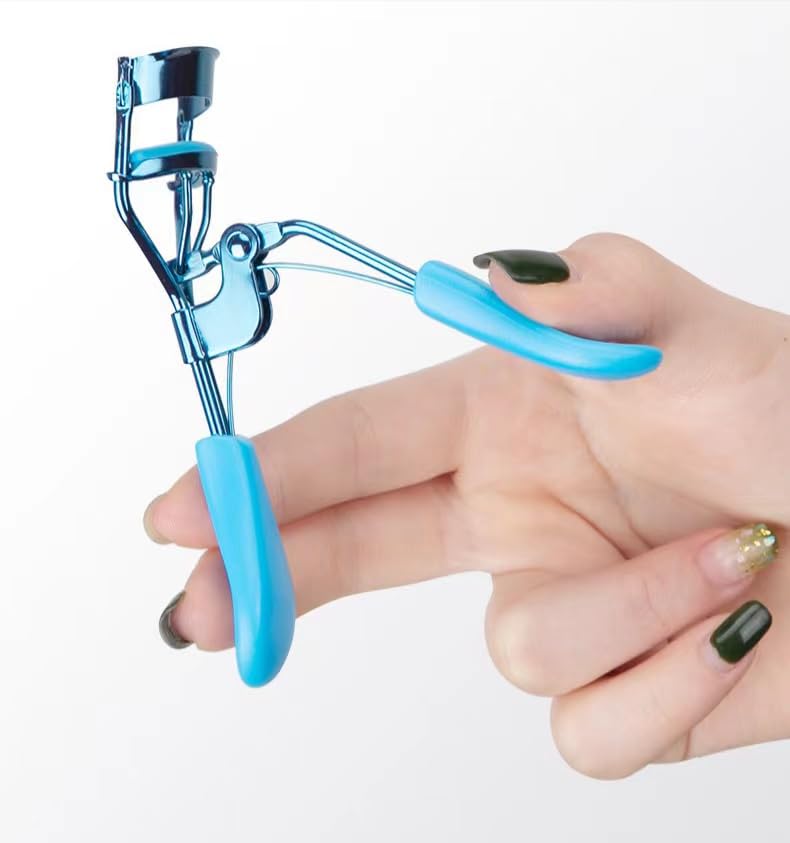 Blue Eyelash Curlers for Women with 4 Replacement Pads - Easy to Use & Gentle