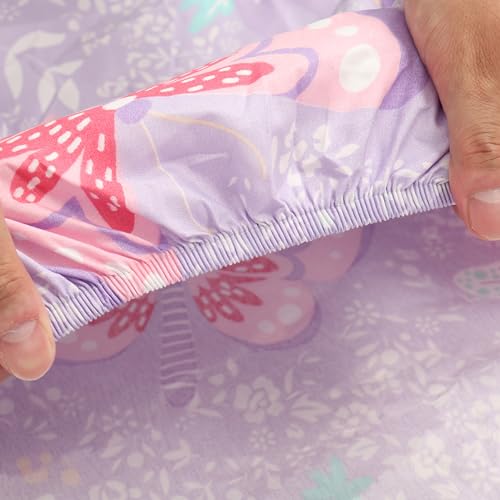 Kids Full Sheet Set - Butterfly Lavender Aqua Blue Pink - 4pc Luxury