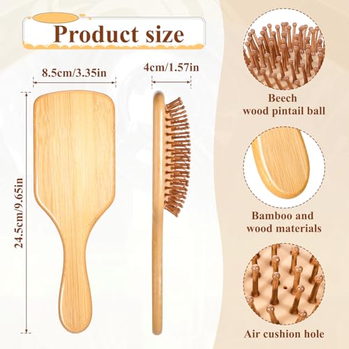 6 Pcs Bamboo Hair Brushes Set for Scalp Massage & Detangling