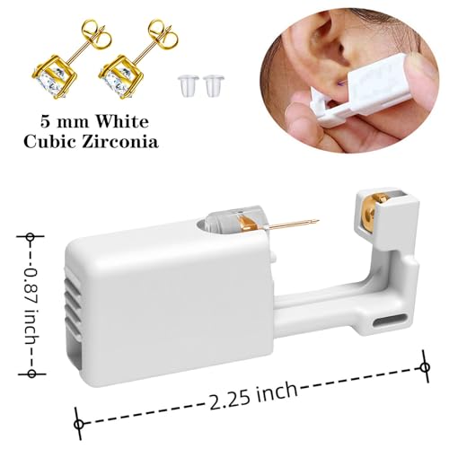 SLVIEKAE Disposable Ear Piercing Gun Kit with Multi-Sized Earring Studs
