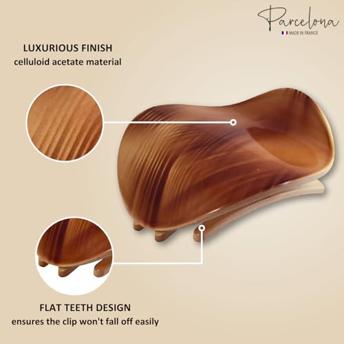 Parcelona France 2.75" Beige Wave Hair Claw for Fine or Thin Hair