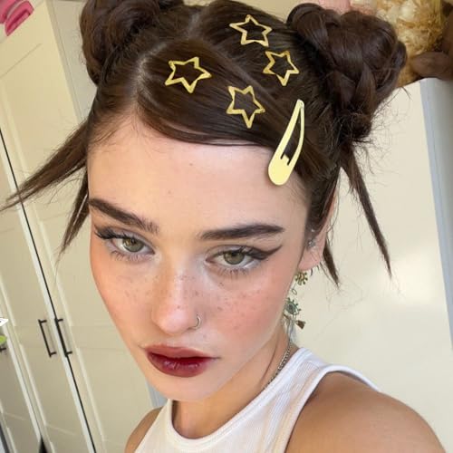 VIBILIA Y2K Star Hair Clips - 15 PCS Gold Non-Slip Barrettes