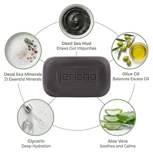 Jericho Acne Drying Bar Soap Pack of 1 - Dead Sea Mineral Facial & Body Cleanser for Oily Skin, Teens & Adults