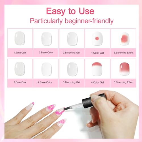 JODSONE Clear Blooming Gel Nail Polish - 2Pcs 16.5ml for Marble & Floral Designs