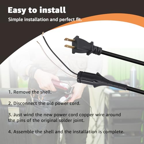 8-Foot Power Cord for Andis Master Clipper - Heavy-Duty & Tangle-Free